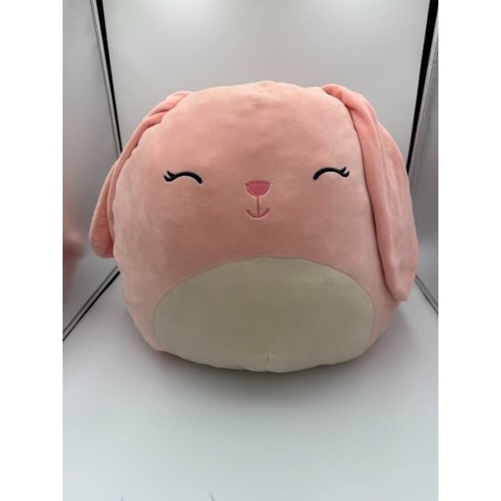 Squishmallow Bop the Bunny, 16" Plush, Pink Easter Bunny with Holographic Tummy